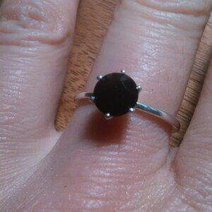 Burgundy Color Swarovski Crystal Sterling Silver Ring (Size 8)